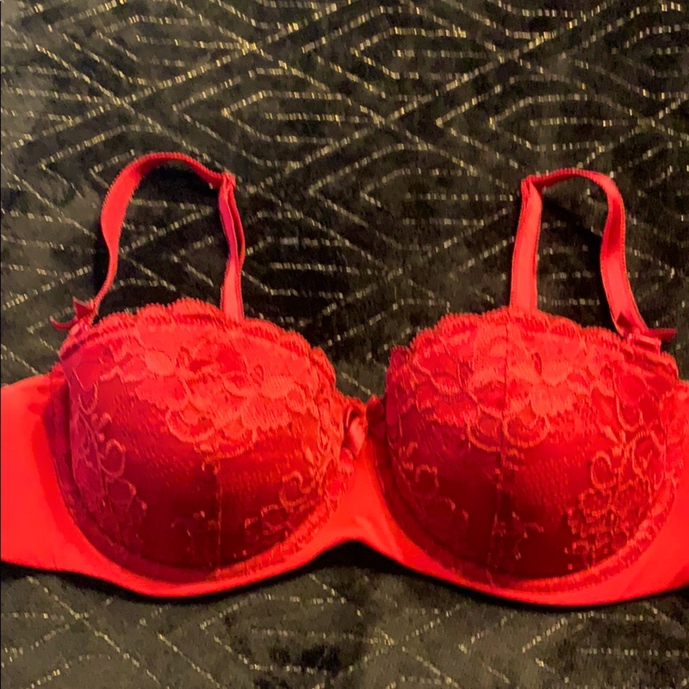 Red lace AdoreMe push-up bra